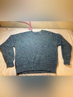 VTG St. John's Bay Men's Marled Crewneck Sweater in Blue and Green